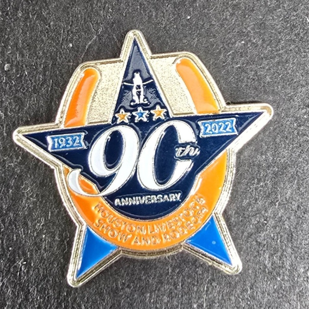 Houston Livestock Show Rodeo Pin 90th Anniversary 1932-2022 OS Blue Orange